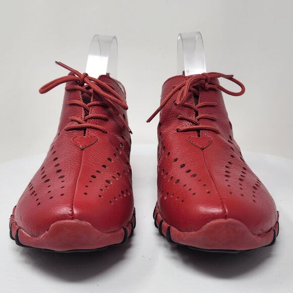 Litfoot Oxford Lace-up Sneaker Women EU41/US10.5 Red Leather Perforated LF9010 - Picture 4 of 13